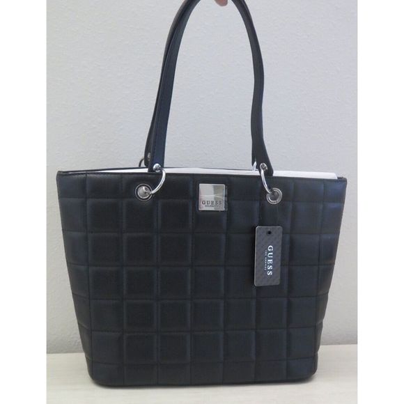 Guess PE827124 Women's Medium Black Window Rock Quilted Shoulder Tote Bag - Picture 1 of 11